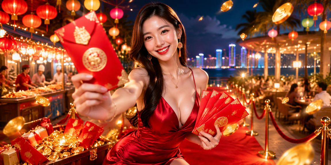 Không khí lễ hội Đà Nẵng với phong bao đỏ và ánh đèn chợ đêm sáng rực