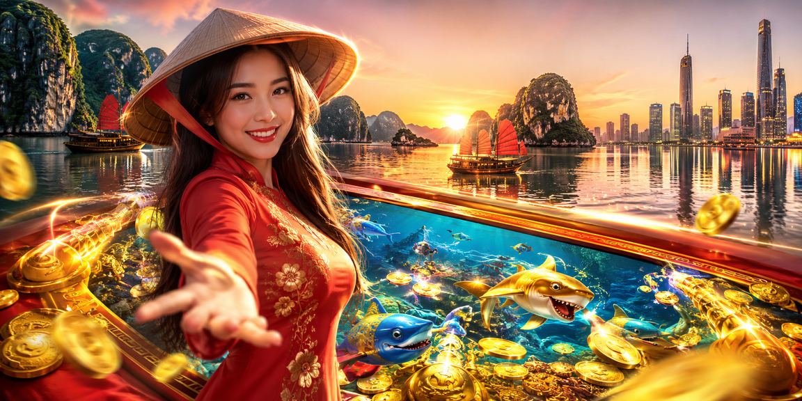 Người phụ nữ đội nón lá tại vịnh Hạ Long thưởng thức trải nghiệm giải trí trực tuyến