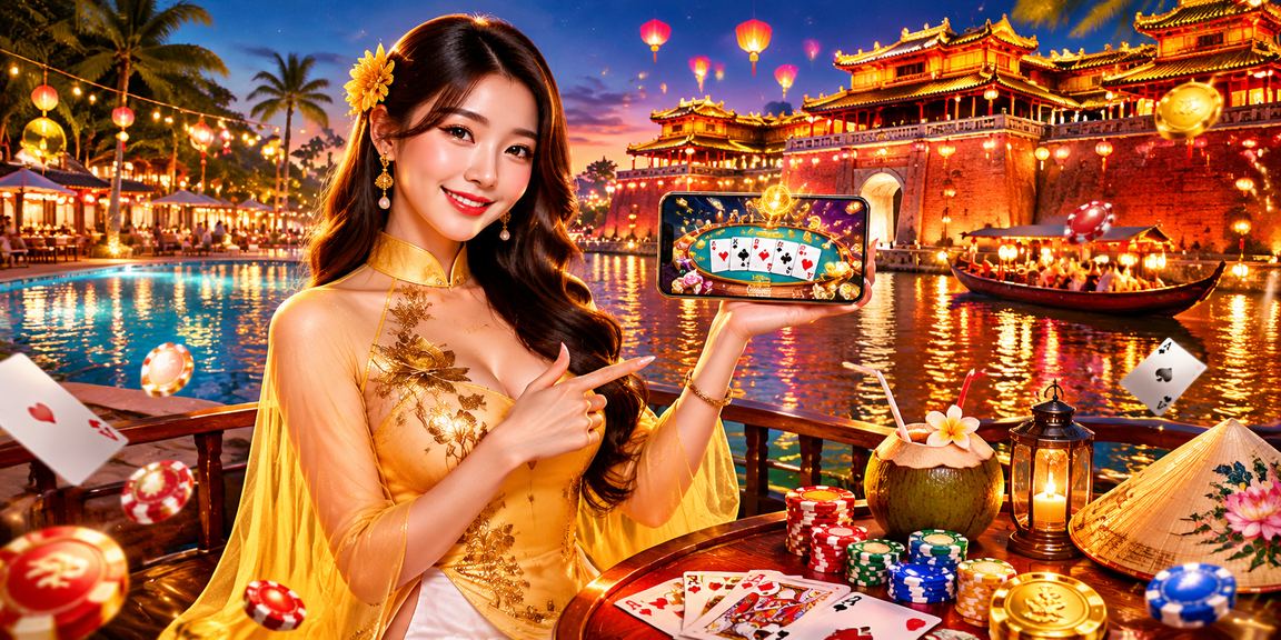 Trò chơi bài tại Huế với trang phục áo dài truyền thống Việt Nam