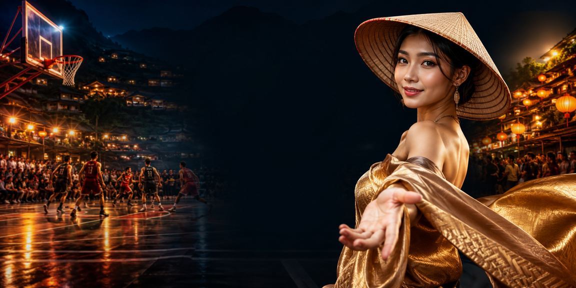 Người phụ nữ đội nón lá tại Sa Pa theo dõi cá cược bóng rổ trên điện thoại